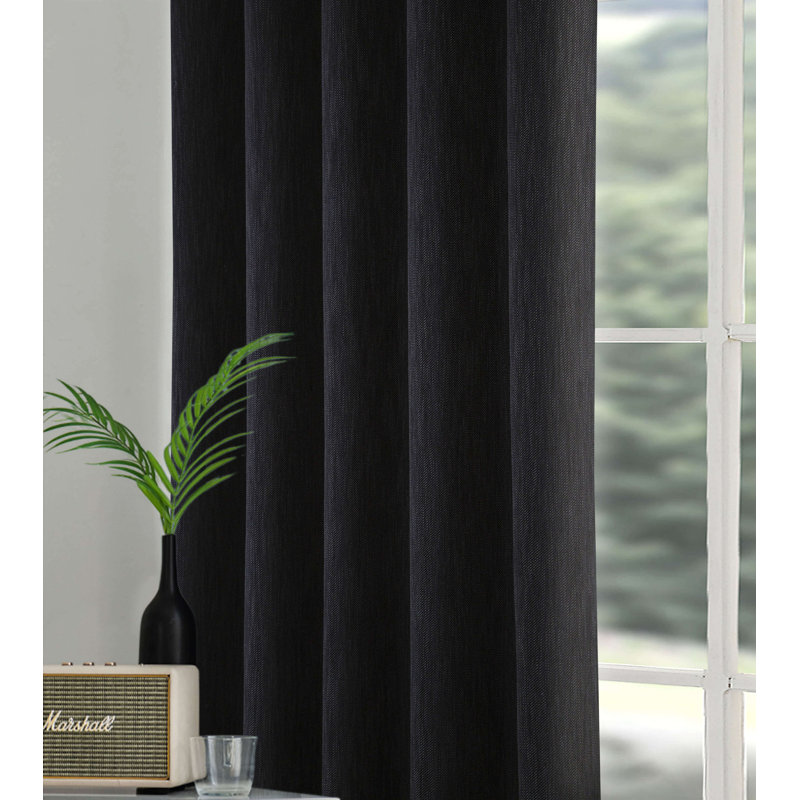 Gardunio Blackout EYELET/RINGTOP Curtain Pair, Charcoal, 114 x 137 cm