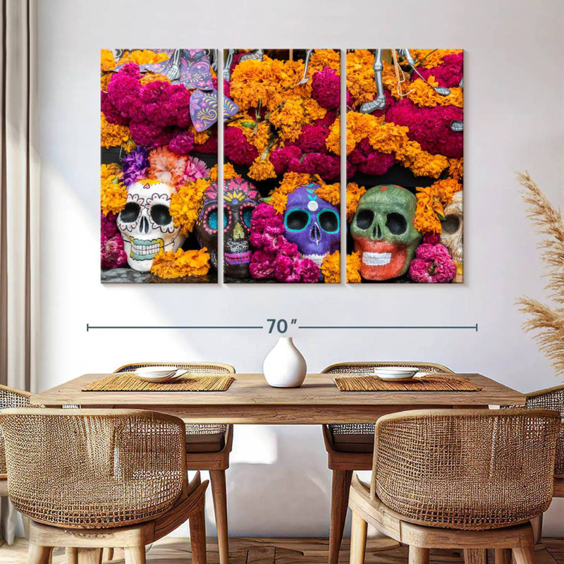 Lelend Flowers And Sugar Skulls, 42" H x 65" W