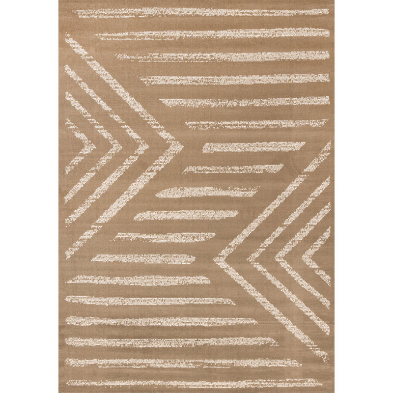 Tapis brun crème Fresno, Rectangle 4 pi 7 po x 6 pi 7 po