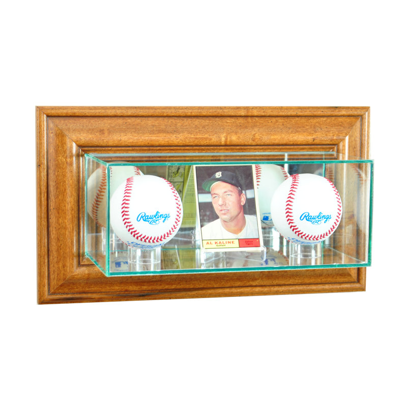 Étui de baseball en verre 14 po x 5 po Perfect Case and Frames, Noyer