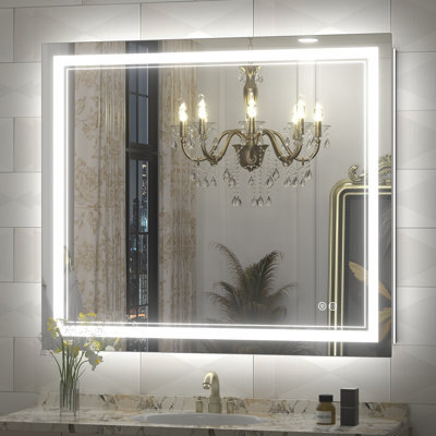 UL Certified Front & Back LED Anti-Fog Tempered Glass Bathroom/Vanity Mirror - Basics by Wayfair™
