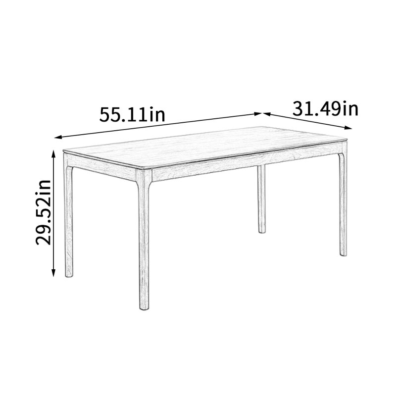 Table rectangulaire en bois massif noyer Simple Log, H 29,52 po x L 55,11 po x l 31,49 po