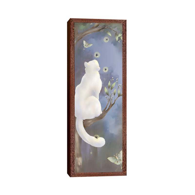 Fireflies - Panoramic Print on Canvas, 30.48 cm H x 91.44 cm W, Classic Brown Wood Framed