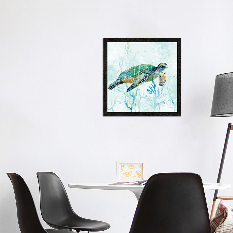 Sea Turtle Swim I by Carol Robinson - No Frame Print on Canvas, 93.98 cm H x 93.98 cm W, Black Framed