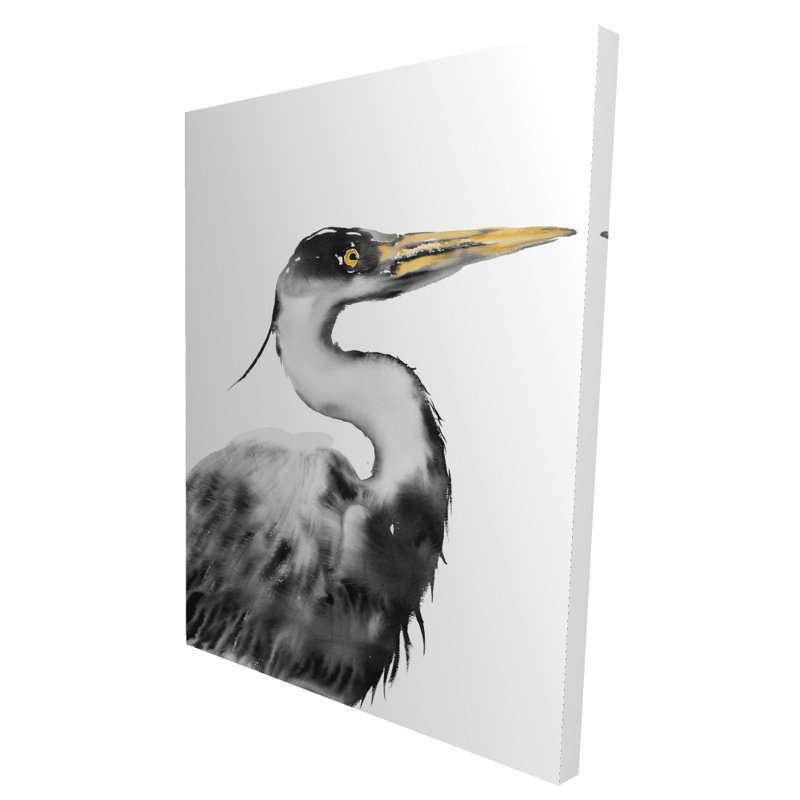 Animaux héron sur toile | Décoration intérieure, H 48 po x l 36 po