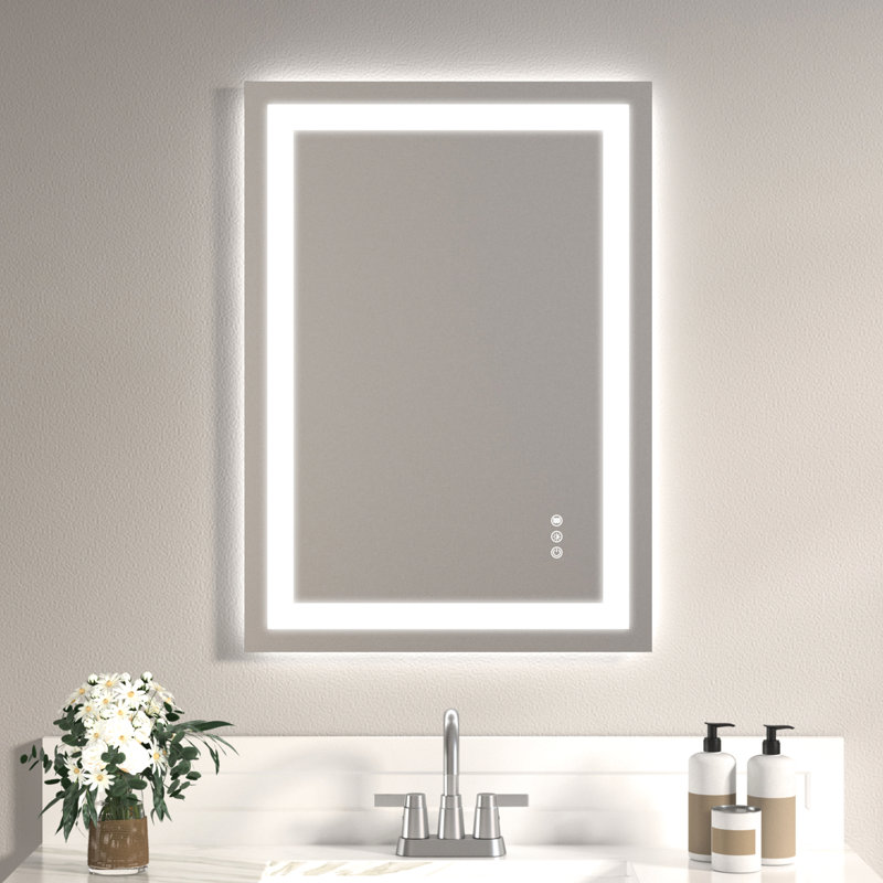 Double miroir de lumière à DEL sans cadre pour salle de bain et toilettage