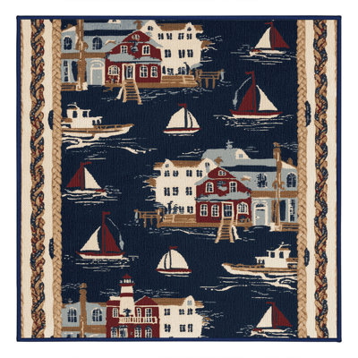 Washable Seaside towns Nautical Area Rug