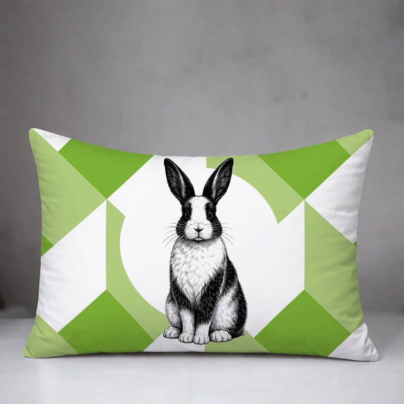 Oreiller réversible intérieur / extérieur Rabbit, 25x18, Spring Green