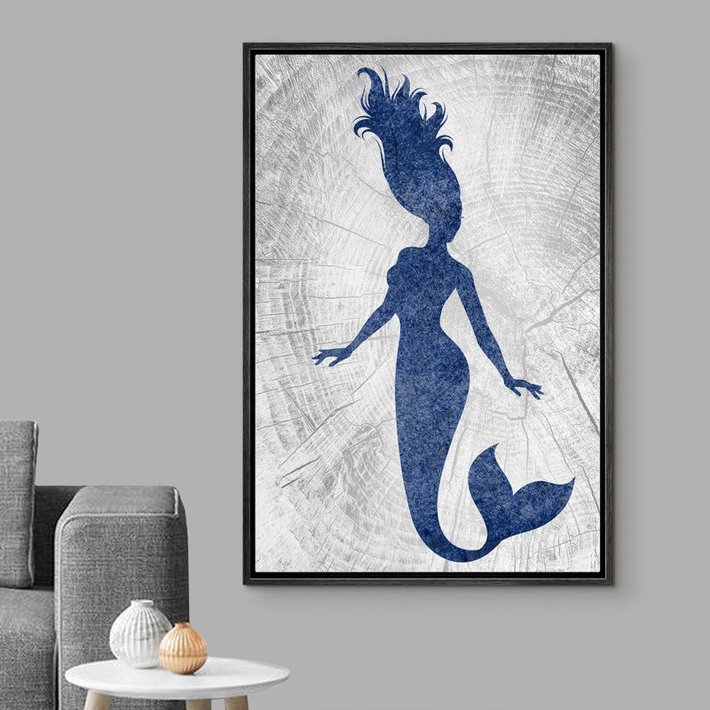 «Mermaid In The Graphite» - Reproduction sur toile flottante, H 36 po x l 24 po x P 1,5 po, Cadre noir