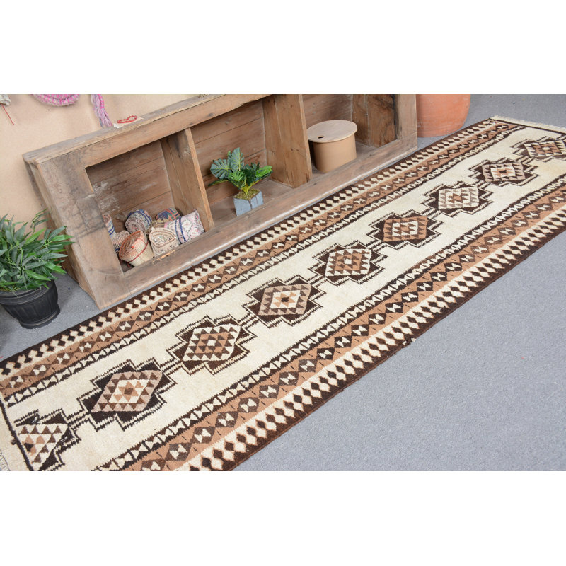 Tapis de couloir, tapis neutres, tapis rétro, tapis oriental brun, tapis bohème, tapis turcs, tapis tissés à la main