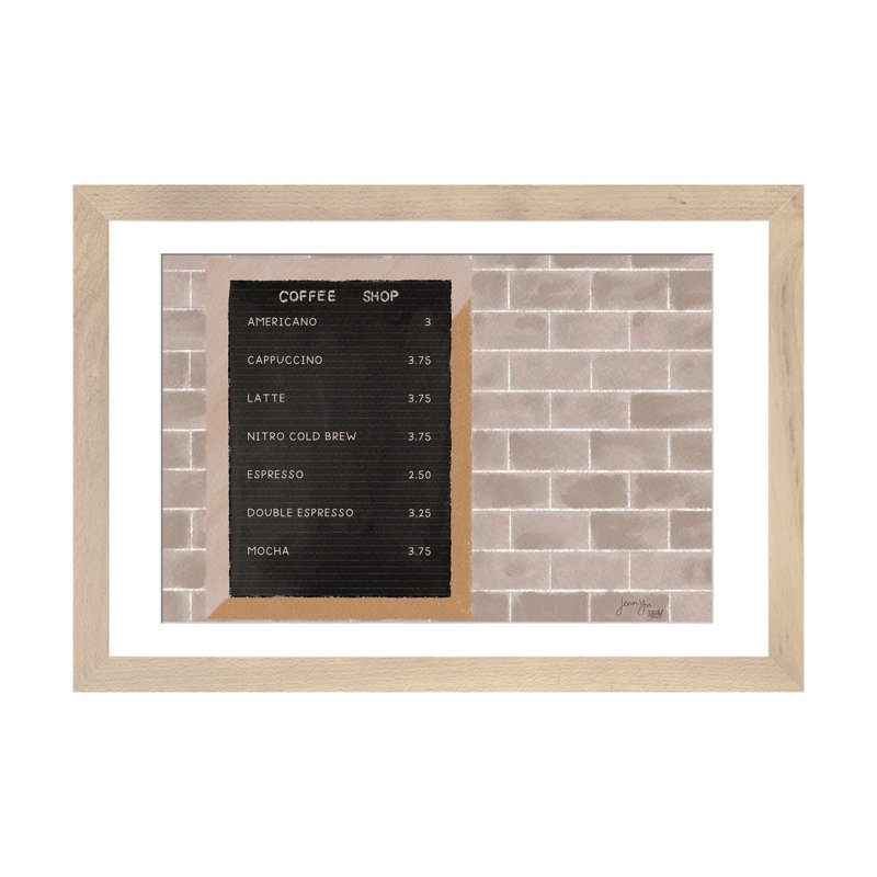 Café - reproduction d'art mural - toile tendue, 32 po x 24 po, Papier encadré, Beige