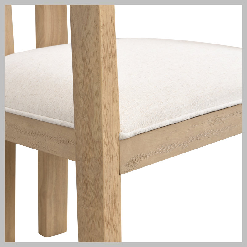 Chaises de salle à manger-Cendre clair / beige (ensemble de 2), Bois naturel