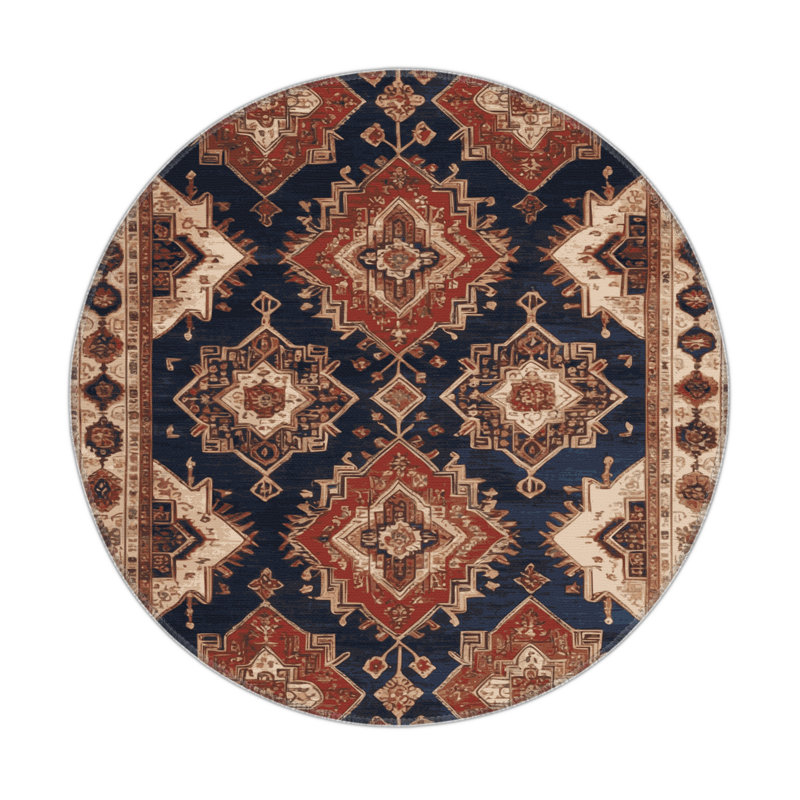 Tapis d'intérieur et d'extérieur brun Persian, Rond 5 pi