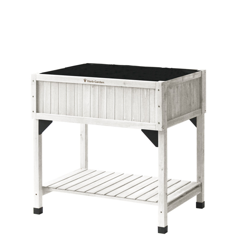 Deluxe Raised Bed Planter, White Wash