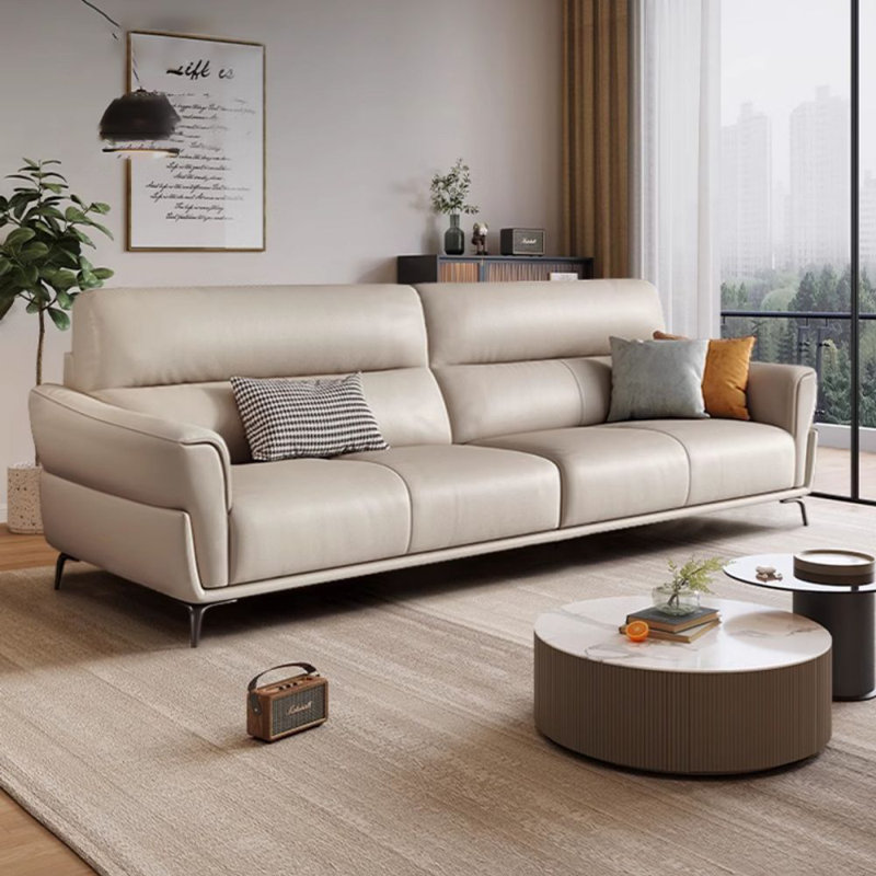 Coussin de canapé standard en cuir véritable kaki, H 37,01 po x l 74,8 po x P 36,22 po