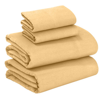 RUVANTI 100% Cotton Flannel Sheets Split King Size - 5 Piece Warm, Soft & Breathable, Deep Pocket, Double Brushed Cozy All Season Bedding Set, Marigold