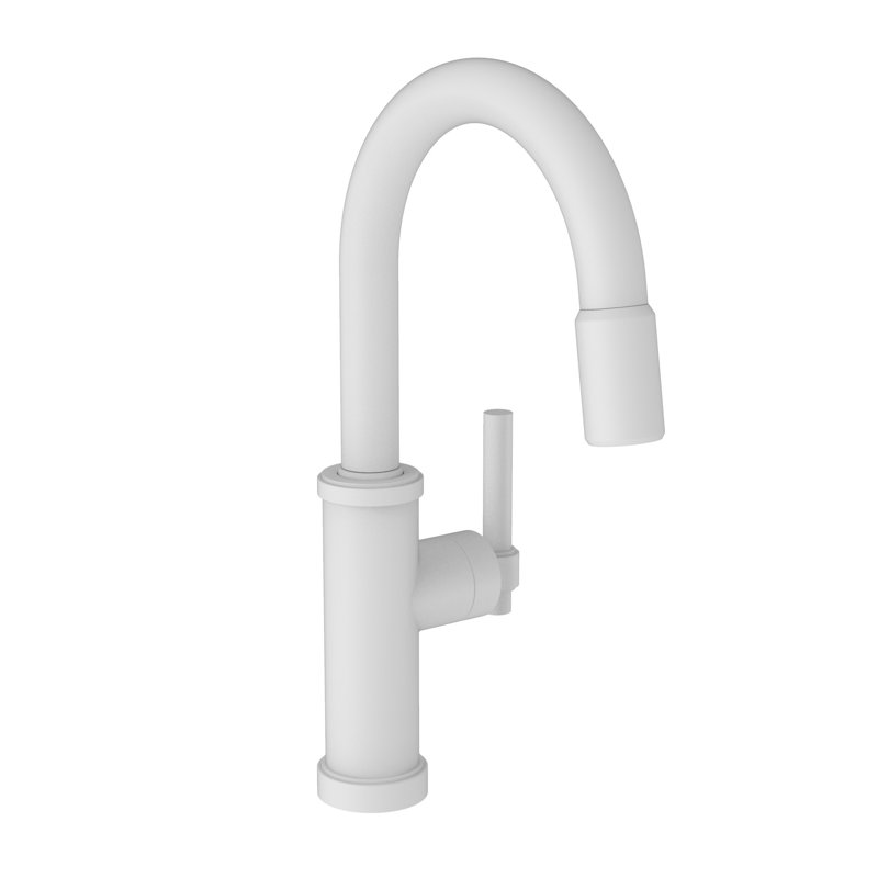 Seager Single Handle Pull Down Bar Faucet, Matte White