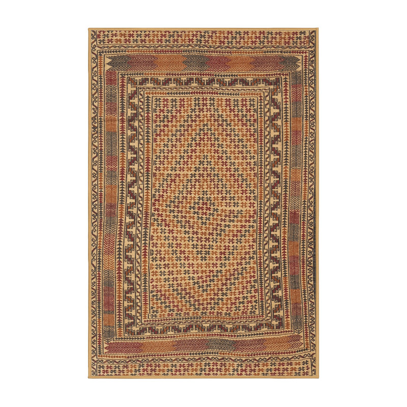 Tapis beige/vert/rouge traditionnel Toader, Rectangle 2 pi x 3 pi
