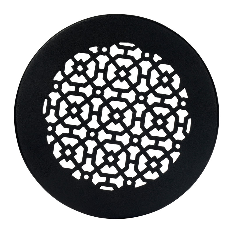 Grille ronde en fonte d'aluminium de 8 po Achtek (10 po au total) thermolaquée, Noir, noir, noir, noir