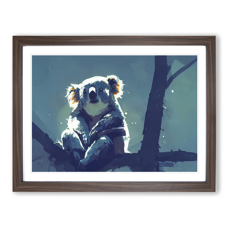 Koala Bear - Single Picture Frame Print, 34cm H x 46cm W x 2cm D, Walnut