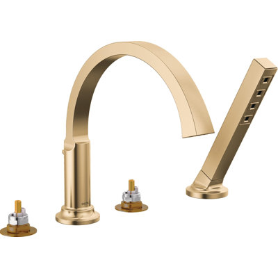 Robinet de baignoire romaine Tetra avec douche à main, robinet de baignoire, robinet de baignoire à fixation sur plateau, robinet de baignoire