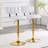 Set Of 2 Adjustable Height Bar Stools, White PU Leather Upholstered Seating With Gold Metal Base & Footrest, Luxe Glam Stools For Kitchen Island, Home Bar, Living Room-183467583-183467578