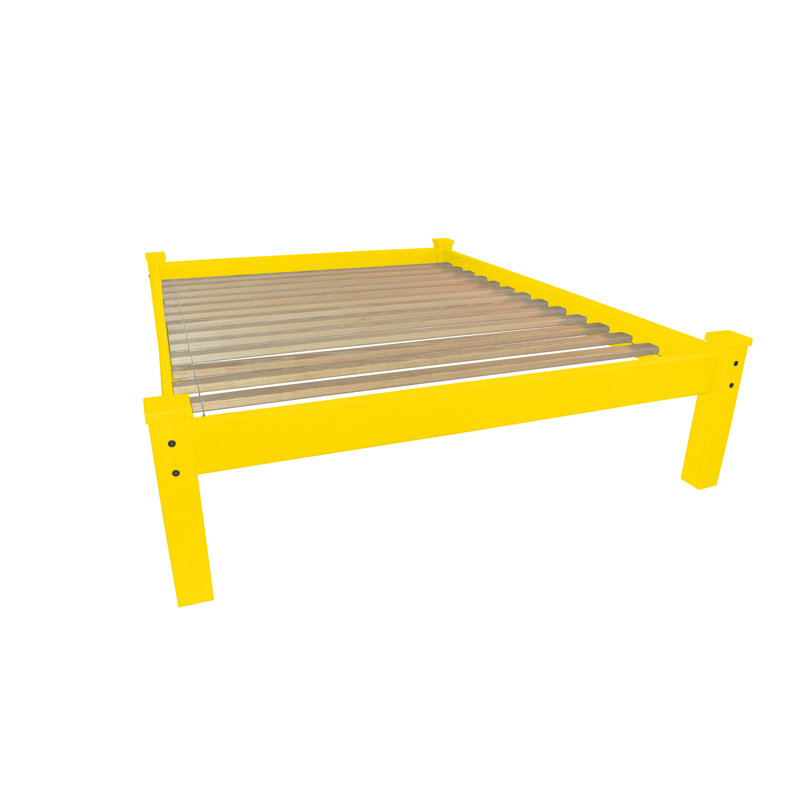 Base de lit en bois massif Anaaya, Jaune, Grand