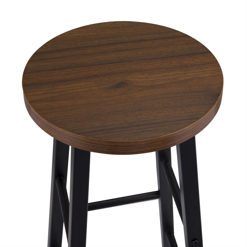 Haydenville Upholstered Counter Stool with Metal Frame, Black, Dark Beech