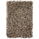 Cyrah Handmade Shag Abstract Black/Brown/Cream Area Rug