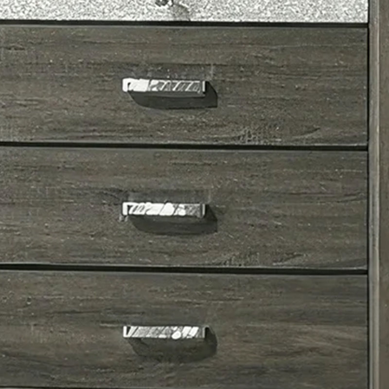 Lito Tall Dresser Chest, 4 Drawers W 1 Jewelry Tray, Glam Silver, Gray