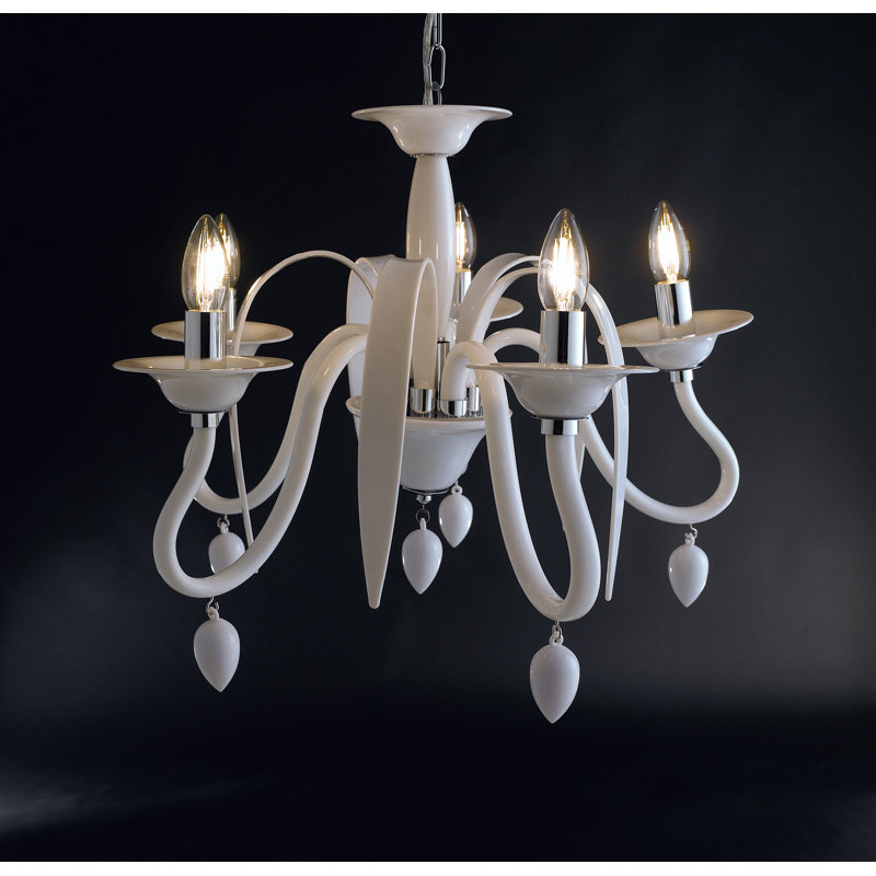 Alma 5 - Light Candle Style Chandelier, White