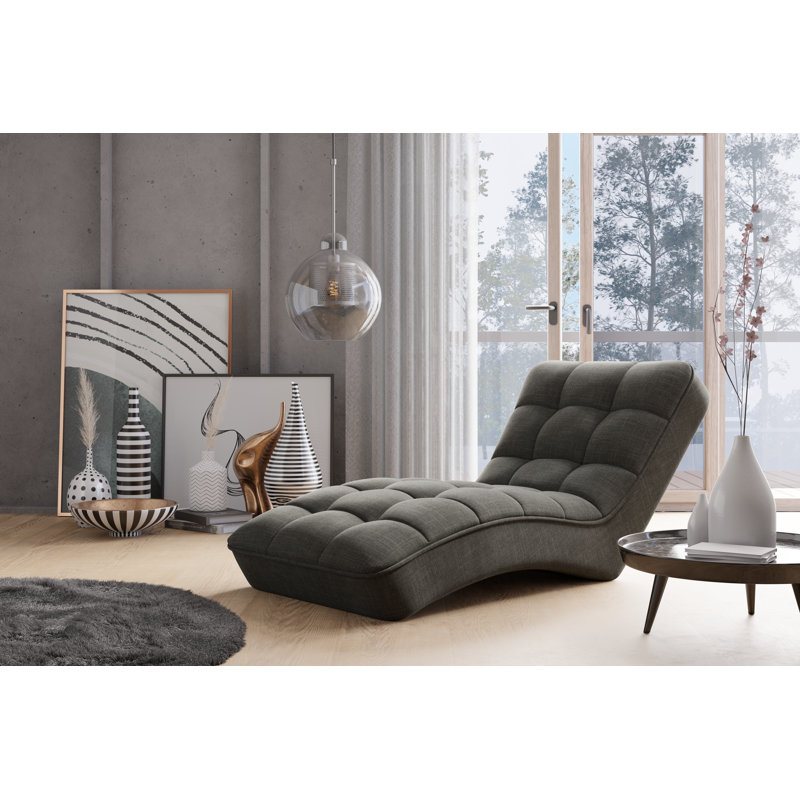 Frisby Upholstered Chaise Lounge, Dark Grey
