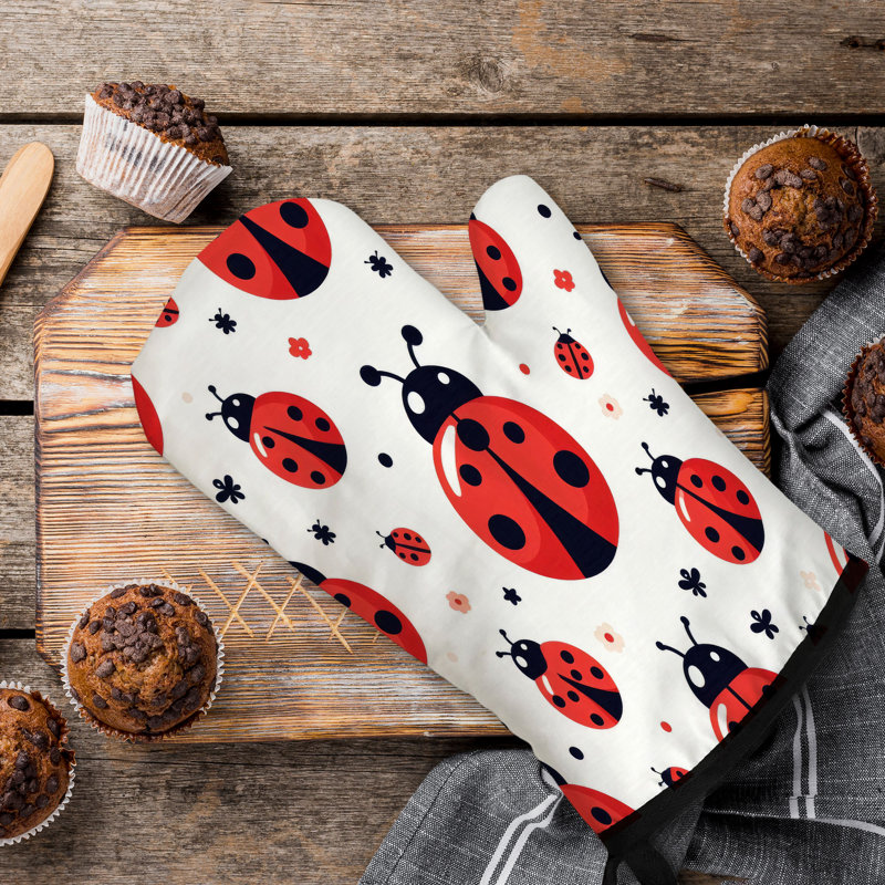 MentionedYou Plain Ladybug Charm Oven Mitt Cotton Twill Cotton Twill Oven Mitt
