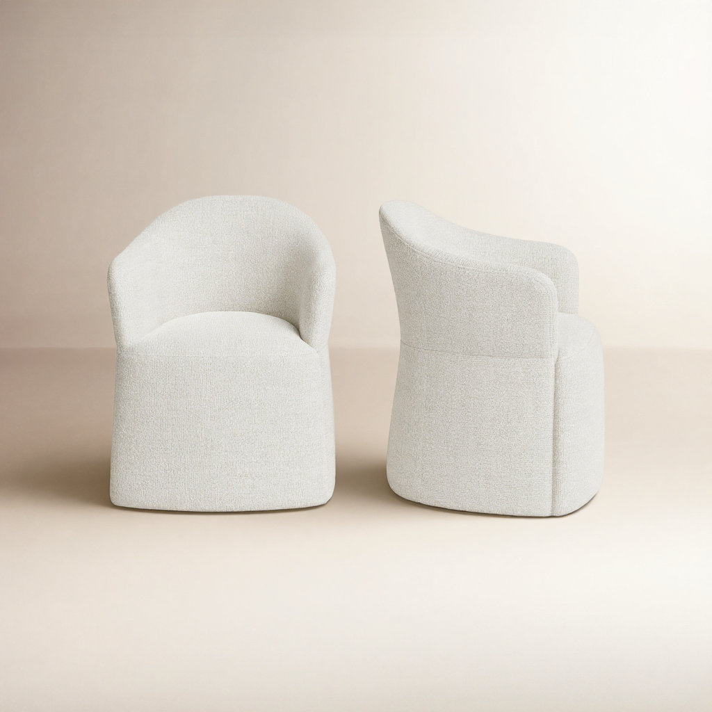 Janina Linen Dining Armchair, Merino Pearl