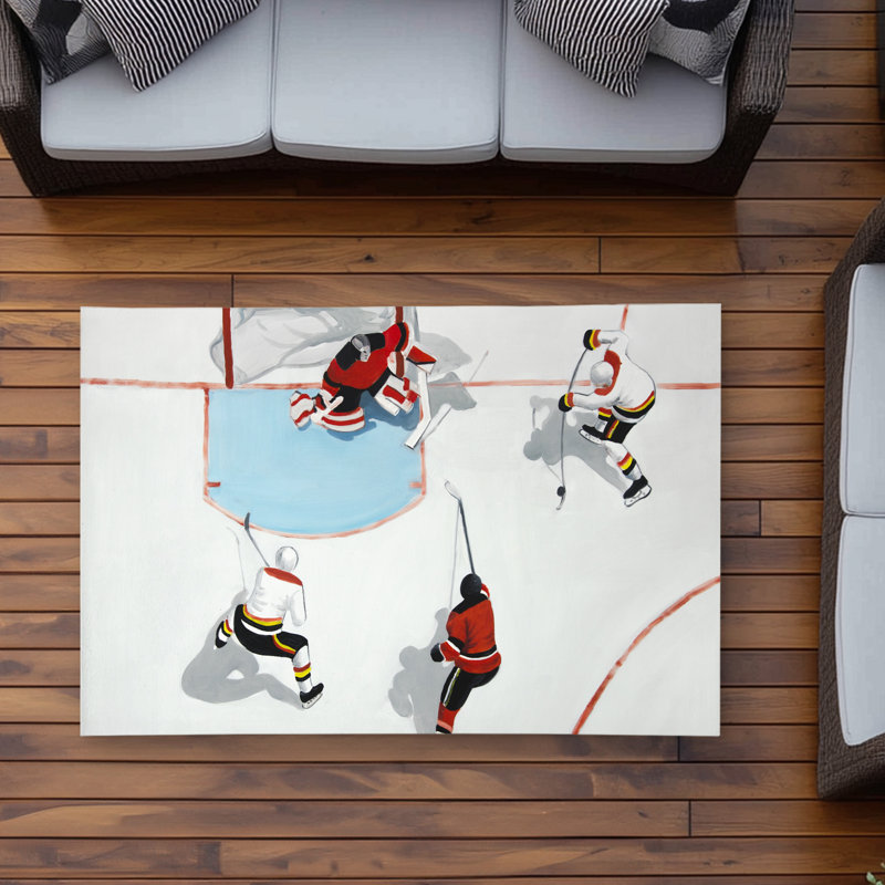 Eventful Hockey Game Rug - Illustrative Children’s Art Decor