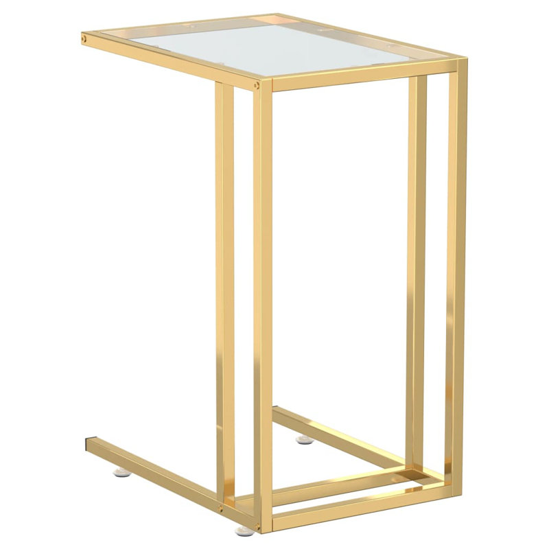 Nathanson Glass Top Block End Table, Clear, Black
