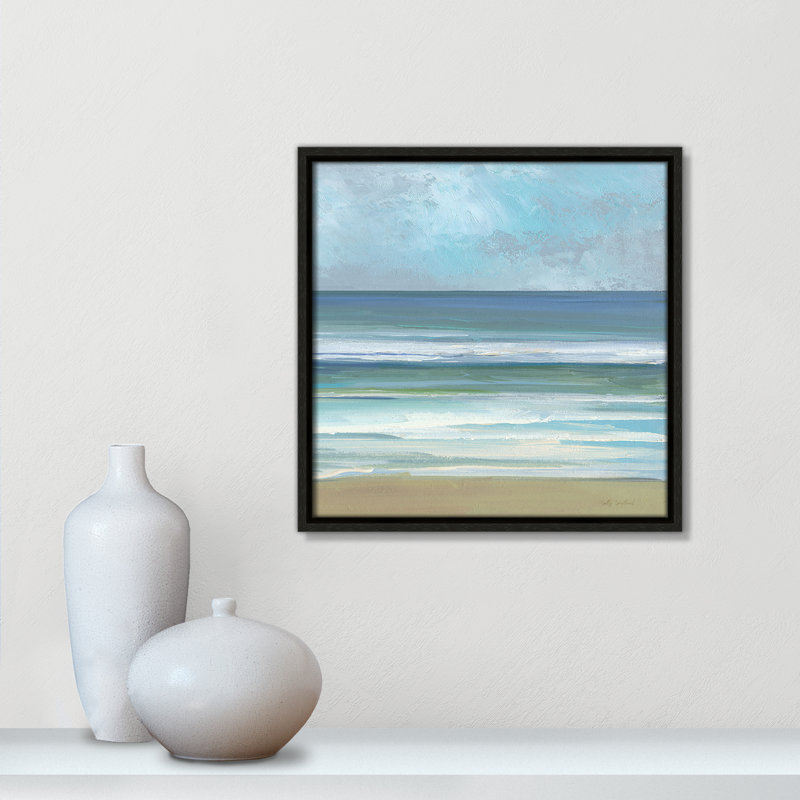 «Gentle Waves II» par Sally Swatland, H 13,5 po x l 13,5 po, Flottant espresso