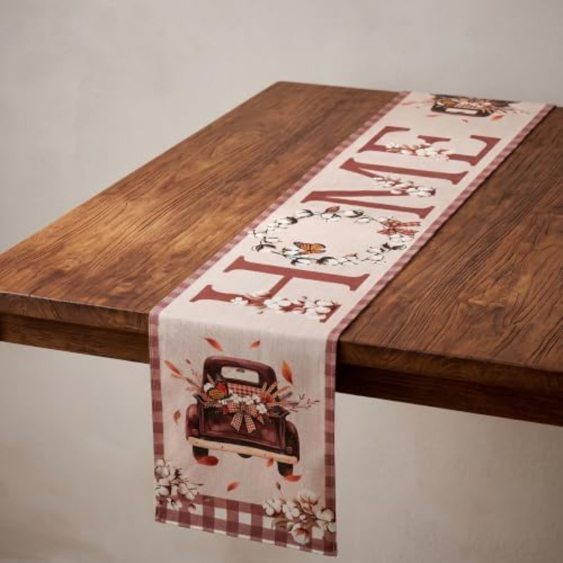 Chemin de table d'automne en lin 13 x 72