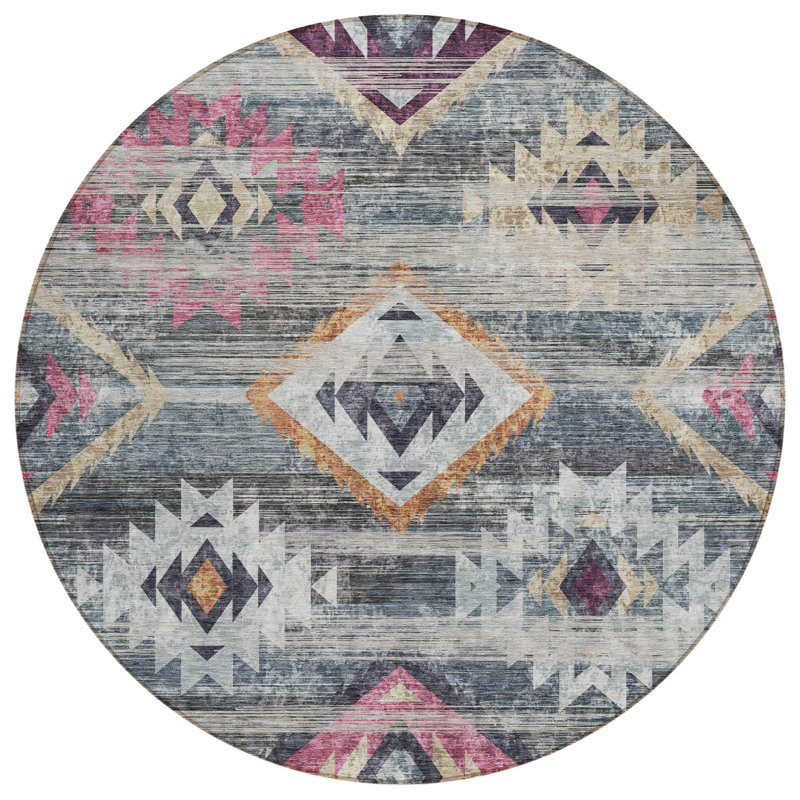 Tapis intérieur / extérieur Malchow avec envers antidérapant, Rond 8 pi