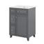 Meuble-lavabo en bois massif 24 po avec lavabo en céramique, 1 porte à fermeture douce et 2 tiroirs-1760790095