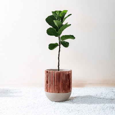Handmade Flora Round Indoor / Outdoor Metal Planters in Textured Clay Finish with drainage