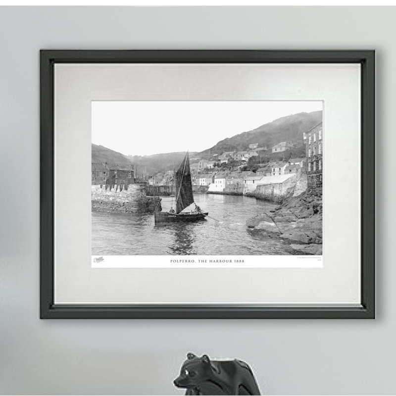 Polperro, The Harbour 1888 - Single Picture Frame Print, 40cm H x 50cm W x 2.3cm D