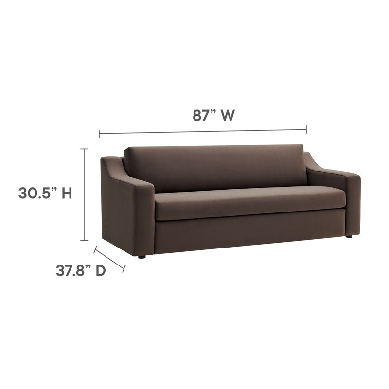 Liora Performance Velvet Sofa , Chocolate Brown