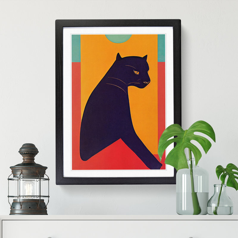 Panther Mid Century 1 Piece Single Picture Frame Painting, 34cm H x 25cm W x 2cm D, Oak