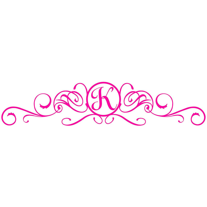Adhésif décoratif pour porte monogramme personnalisé, H 3 po x l 14 po, Oui, Rose vif