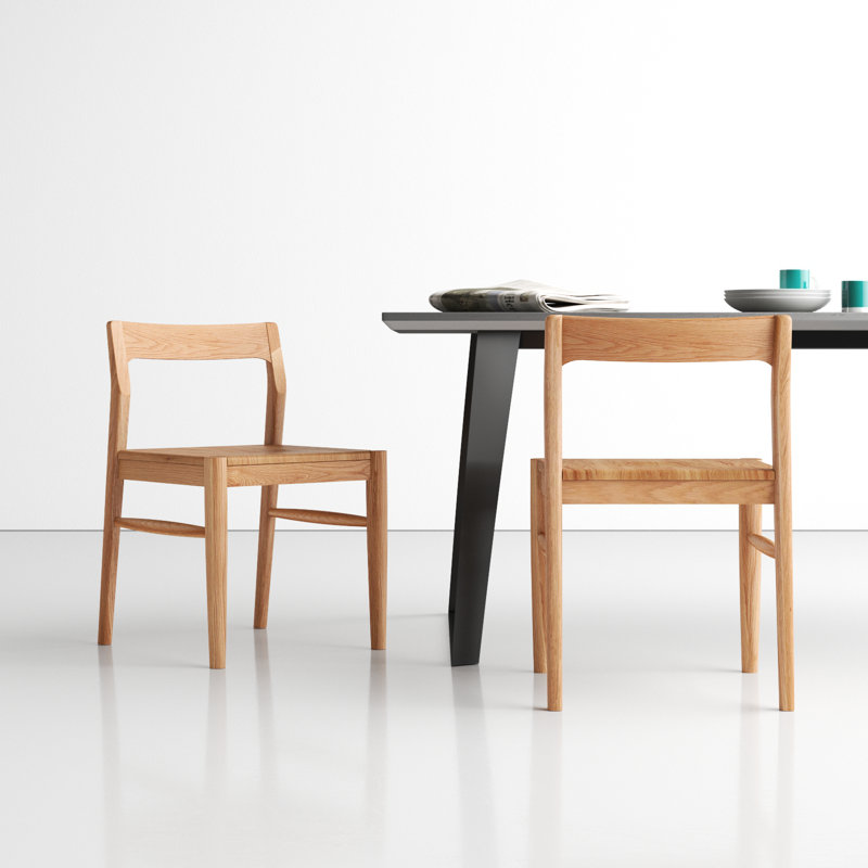 Krieger Solid Wood Slat Back Side Chair, Natural