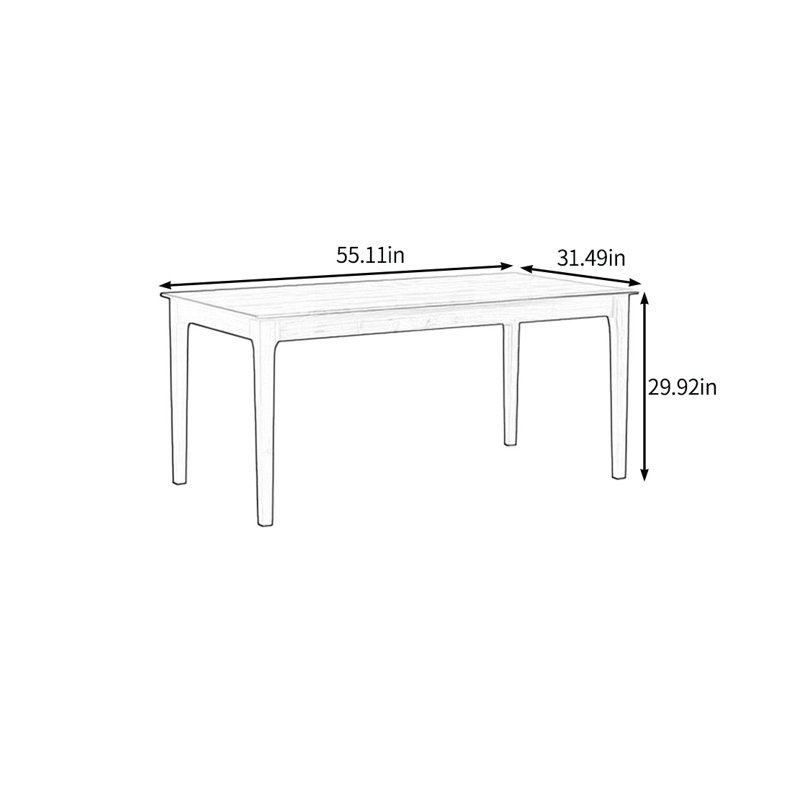 Classic simple solid wood dining table, 29.92"H x 55.11"L x 31.49"W