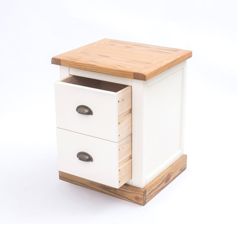 45cm W Solid + Manufactured Wood Bedside Table, Waxed Oak