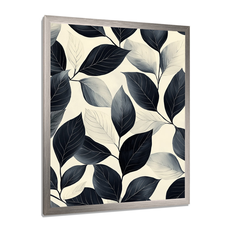 Roni - art mural floral, Argent argent, H 20 po x l 12 po, Reproduction encadrée sans passe-partout