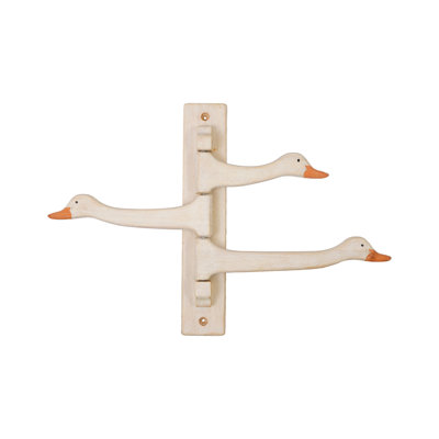 Goose Head Rubberwood Wall Hooks